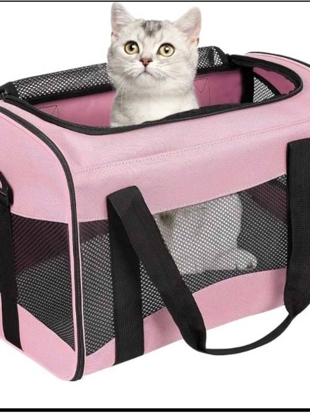 Soft Pink Cat Travel Carrier with Mesh Ventilation